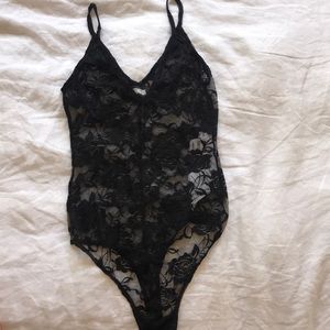 Reformation black lace bodysuit
